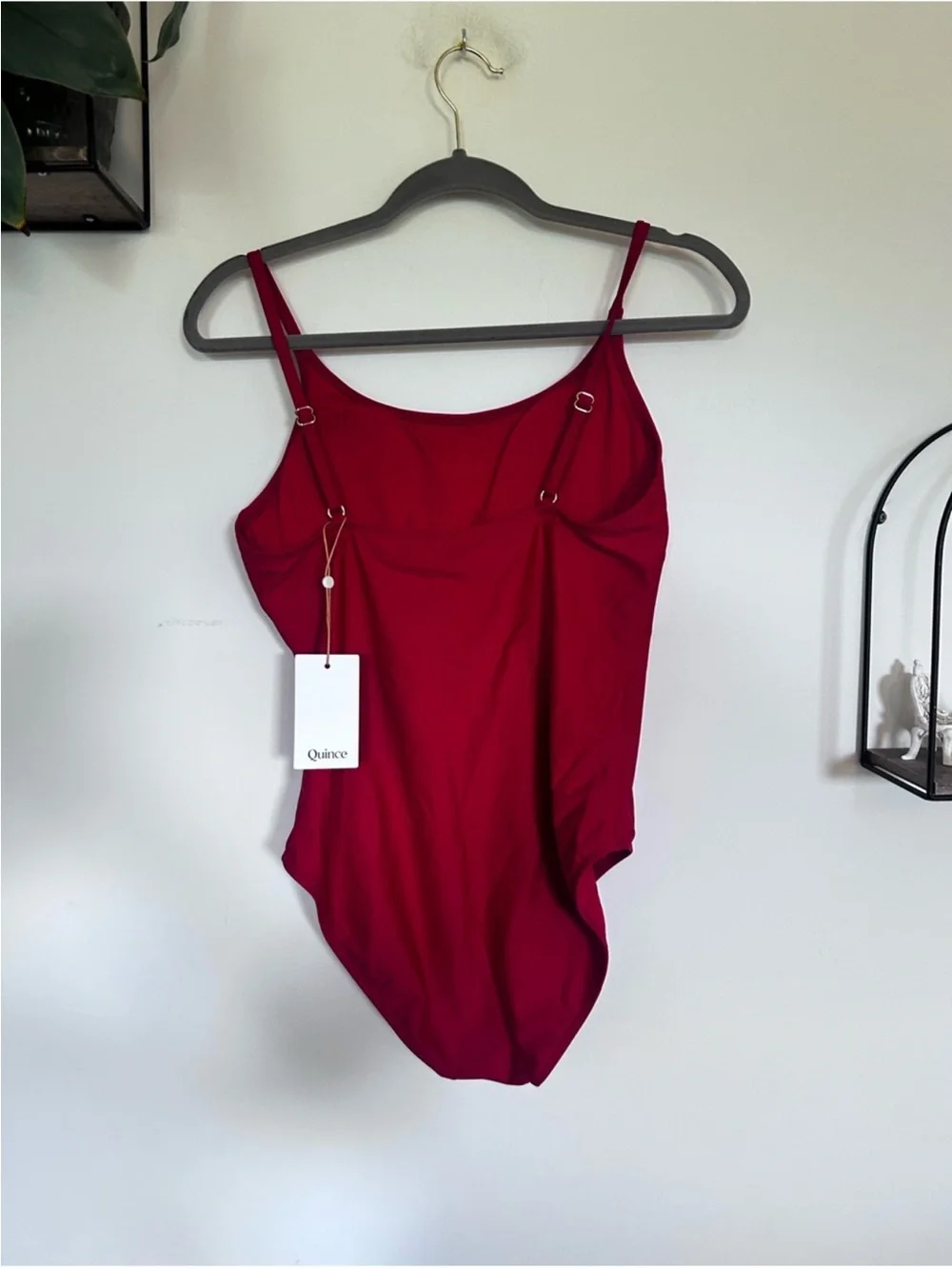 NWT Quince Cherry Red Italian Cami One-Piece Swimsuit Size Large